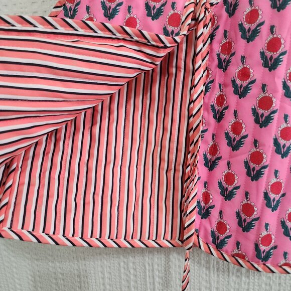 Amazon Cropped Floral Quilted Puffer Vest Printed Padded Gilet Outwear Small - Picture 10 of 13